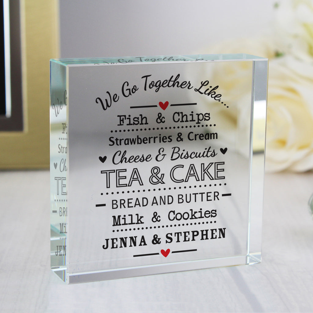 Personalised We Go Together Like...  Crystal Token - Buy Ornaments at GiftMasters.co.uk