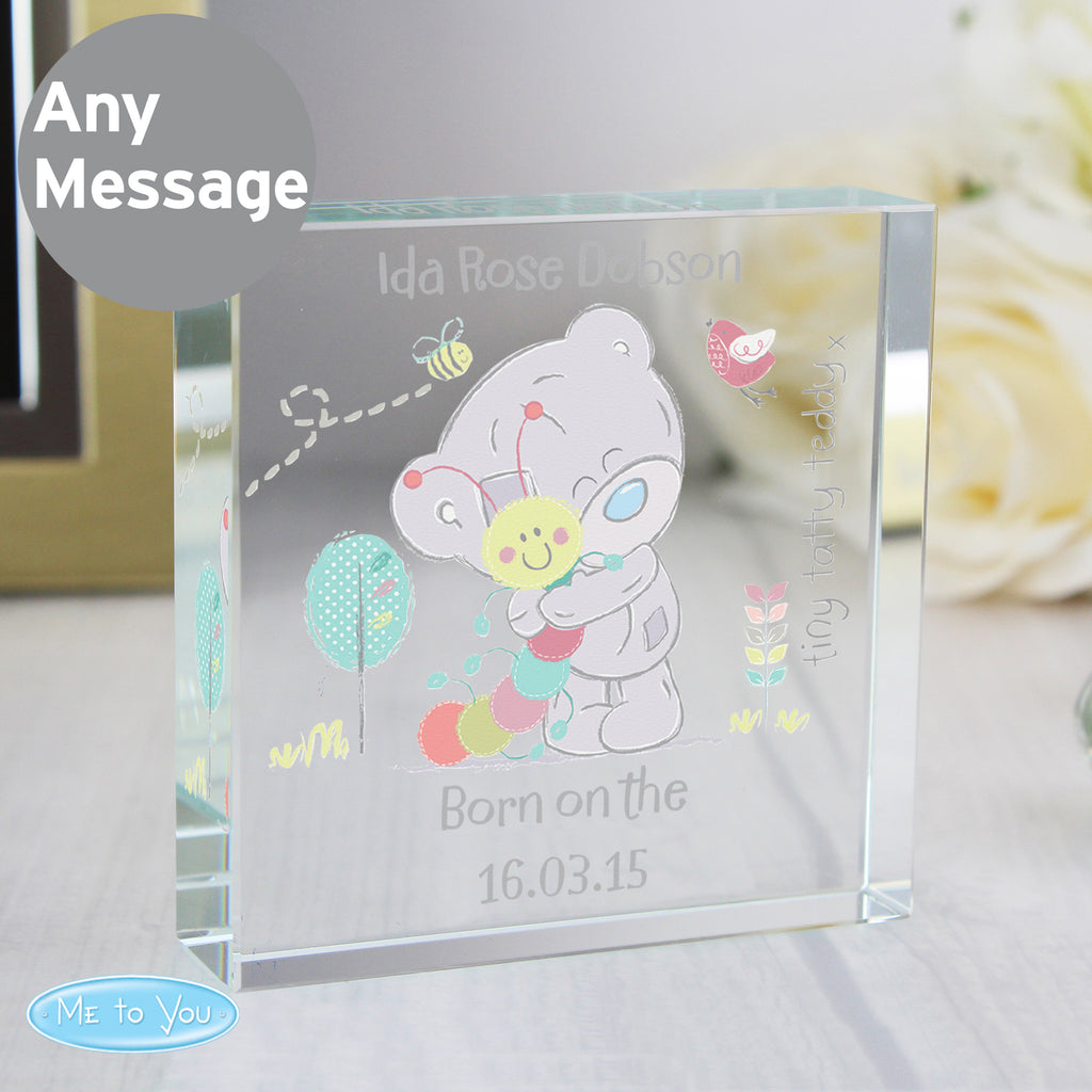 Personalised Tiny Tatty Teddy Cuddle Bug Crystal Token - Buy Ornaments at GiftMasters.co.uk