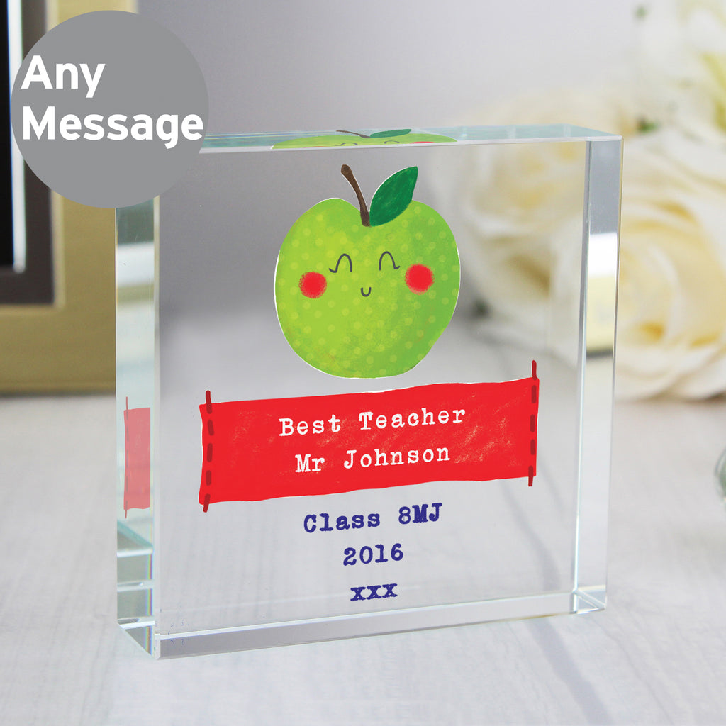 Personalised Apple for the Teacher Crystal Token - Buy Ornaments at GiftMasters.co.uk