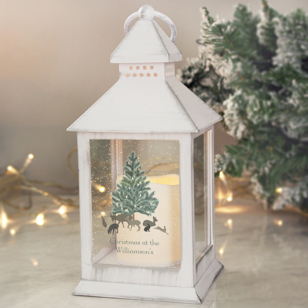 Personalised A Winter's Night White Lantern - Buy LED Lights, Candles & Decorations at GiftMasters.co.uk