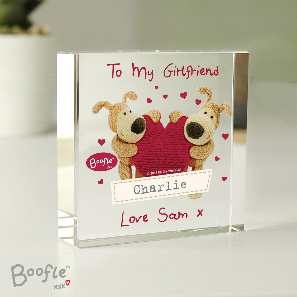 Personalised Boofle Shared Heart Crystal Token - Buy Ornaments at GiftMasters.co.uk