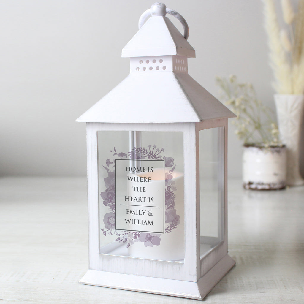 Personalised Soft Watercolour White Lantern - Buy LED Lights, Candles & Decorations at GiftMasters.co.uk