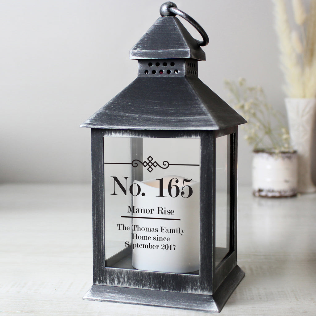 Personalised Elegant Diamond Rustic Black Lantern - Buy LED Lights, Candles & Decorations at GiftMasters.co.uk