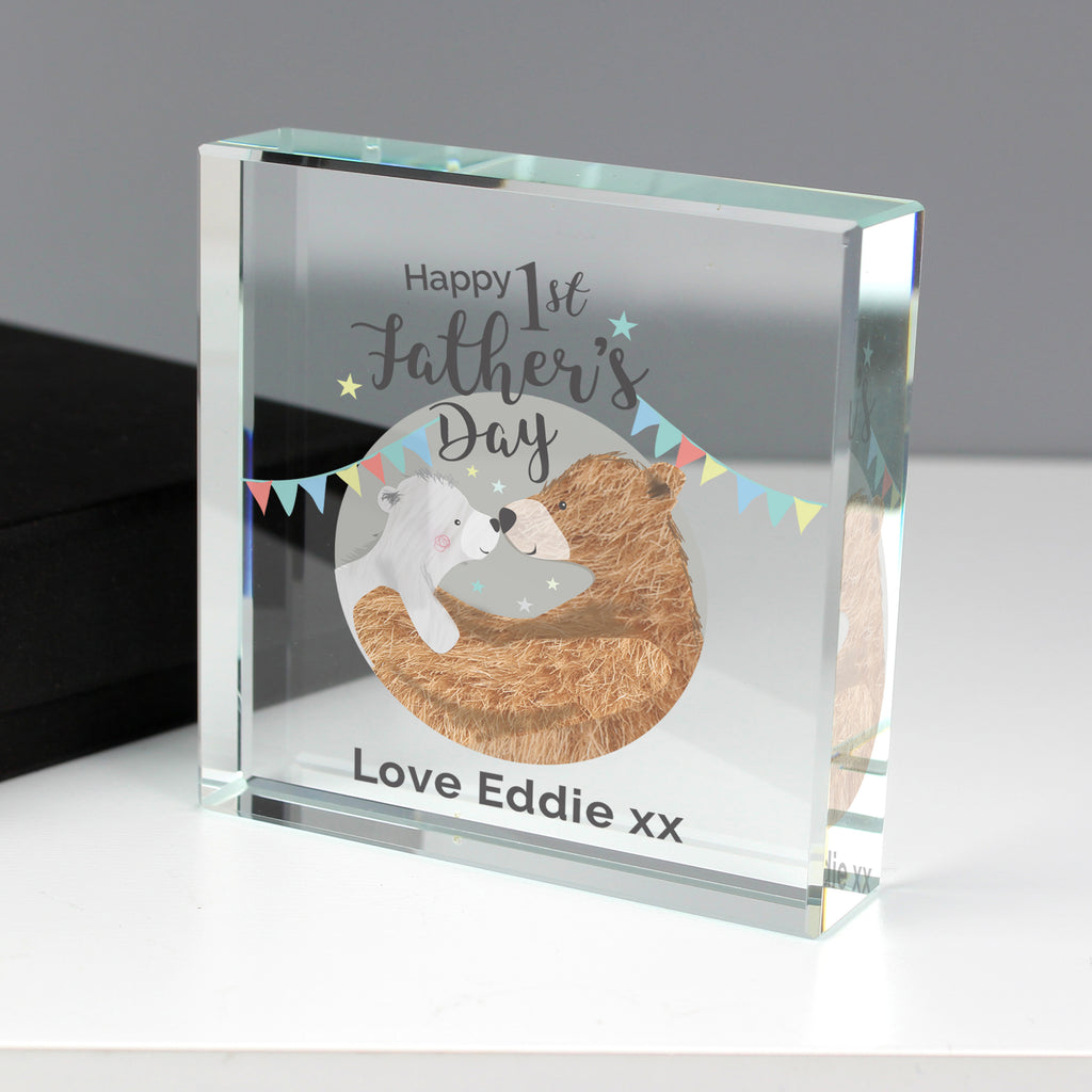 Personalised 1st Father's Day Daddy Bear Crystal Token - Buy Ornaments at GiftMasters.co.uk