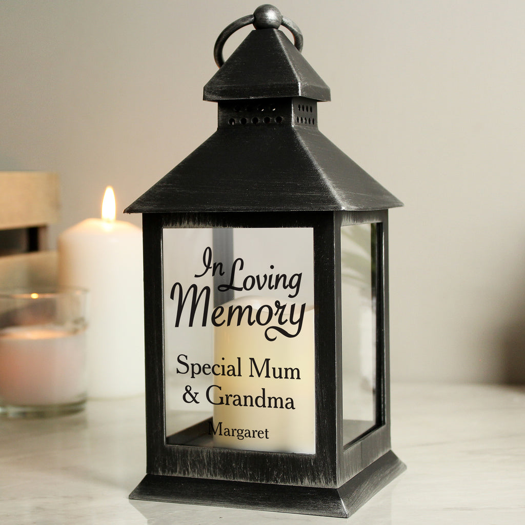 Personalised In Loving Memory Rustic Black Lantern - Buy LED Lights, Candles & Decorations at GiftMasters.co.uk