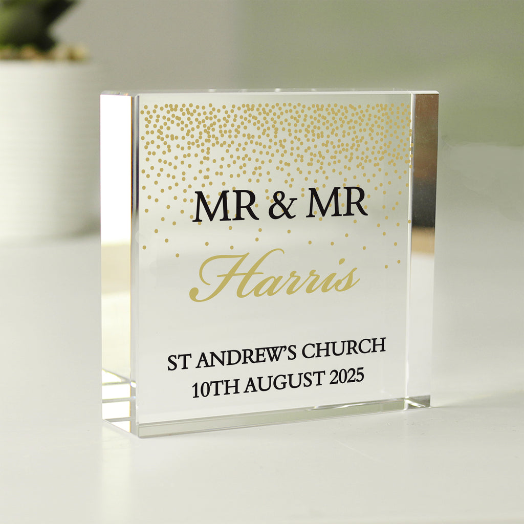 Personalised Gold Confetti Crystal Token - Buy Ornaments at GiftMasters.co.uk