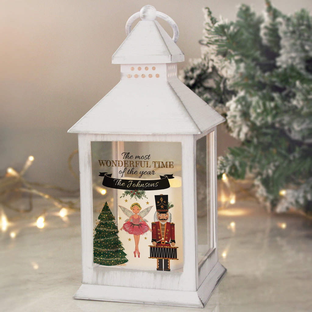 Personalised Nutcracker White Lantern - Buy Christmas Decorations at GiftMasters.co.uk