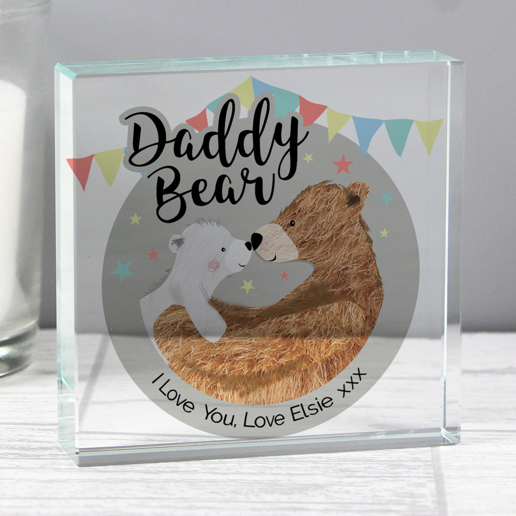 Personalised Daddy Bear Crystal Token - Buy Ornaments at GiftMasters.co.uk