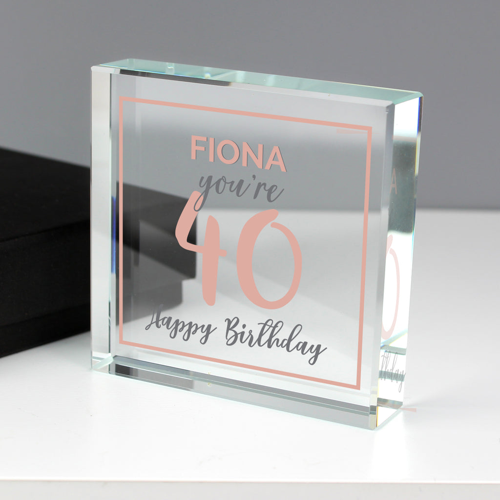 Personalised Birthday Rose Gold Crystal Token - Buy Ornaments at GiftMasters.co.uk