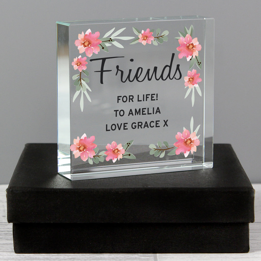 Personalised Floral Sentimental  Crystal Token - Buy Ornaments at GiftMasters.co.uk