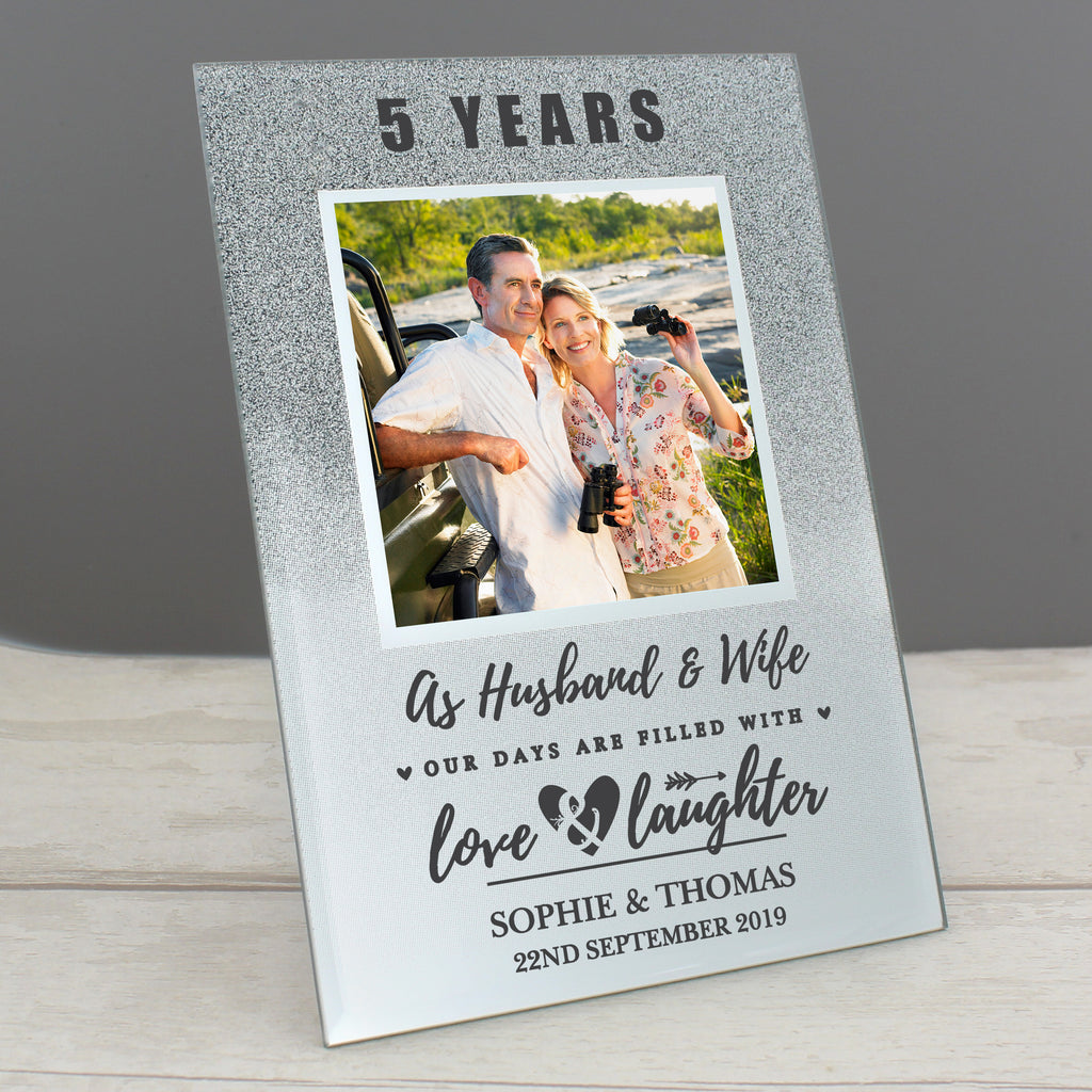 Personalised Anniversary 4x4 Glitter Glass Photo Frame - Buy Photo Frames, Albums and Guestbooks at GiftMasters.co.uk