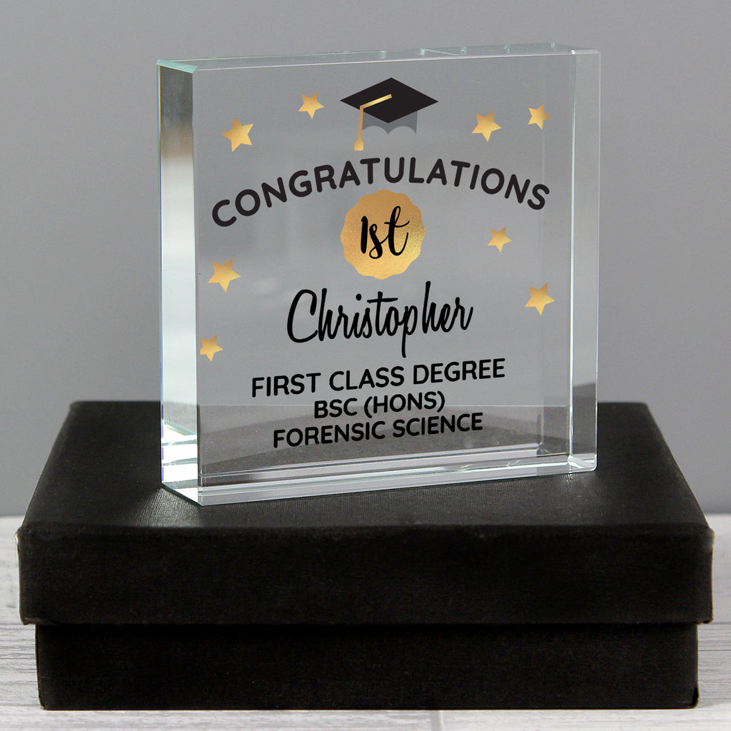 Personalised Congratulations Graduation Crystal Token - Buy Ornaments at GiftMasters.co.uk