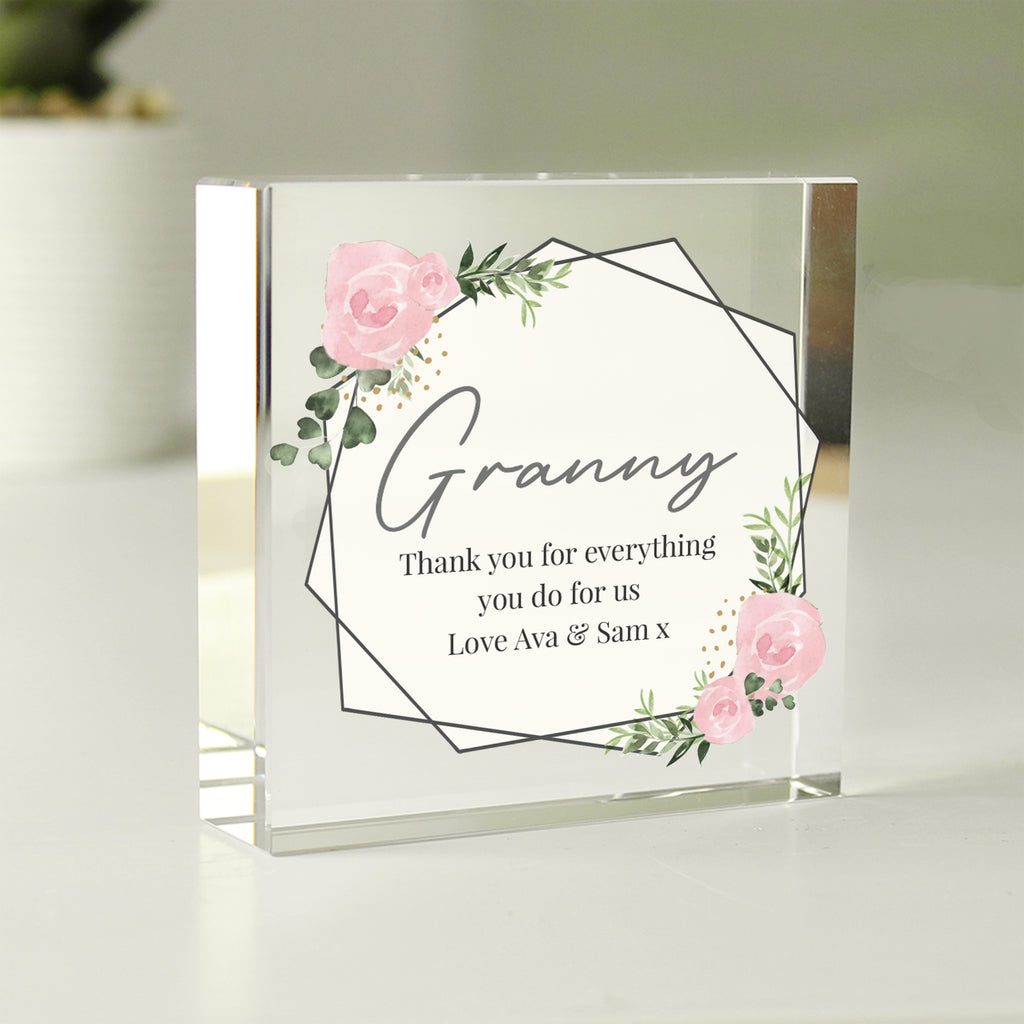 Personalised Abstract Rose Crystal Token - Buy Ornaments at GiftMasters.co.uk