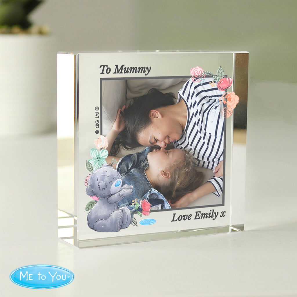 Personalised Me To You Floral Photo Upload Crystal Token - Buy Ornaments at GiftMasters.co.uk