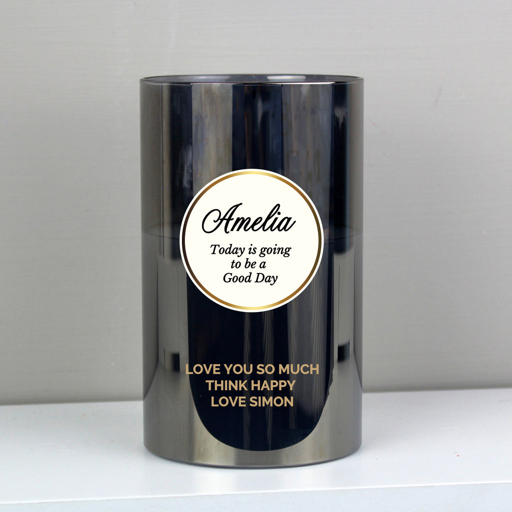 Personalised Opulent Smoked Glass LED Candle - Buy LED Lights, Candles & Decorations at GiftMasters.co.uk