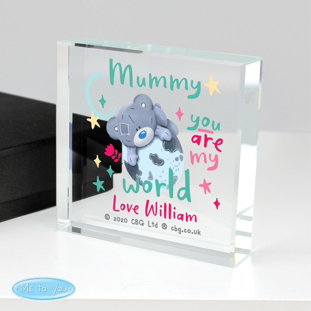 Personalised You Are My World Me To You Crystal Token - Buy Ornaments at GiftMasters.co.uk