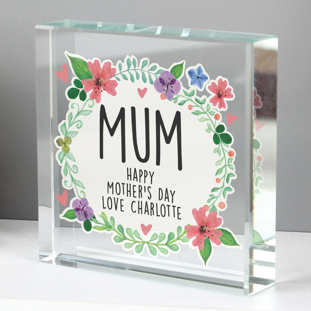 Personalised Floral Crystal Token - Buy Ornaments at GiftMasters.co.uk