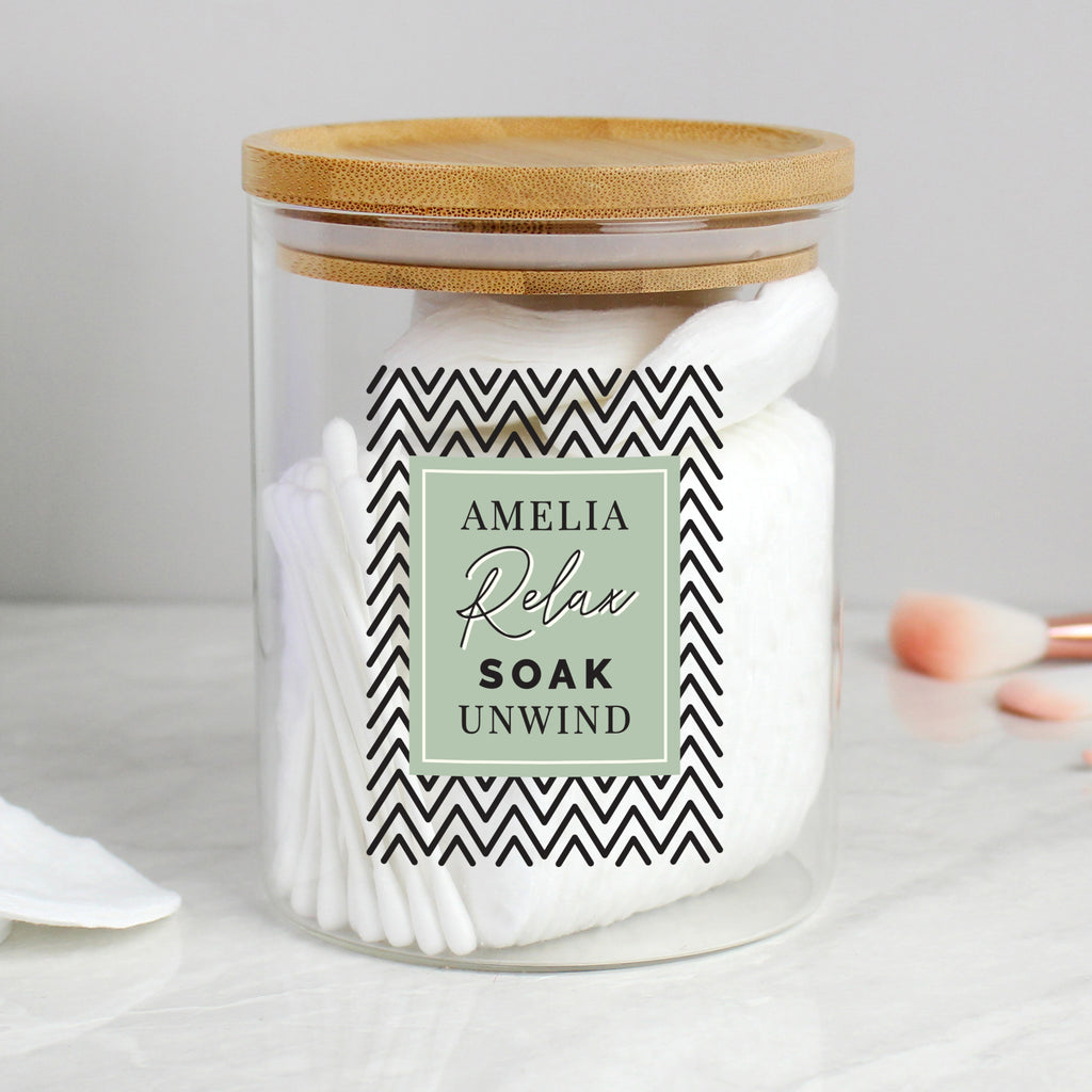 Personalised Free Text Glass Jar with Bamboo Lid - Buy Storage at GiftMasters.co.uk