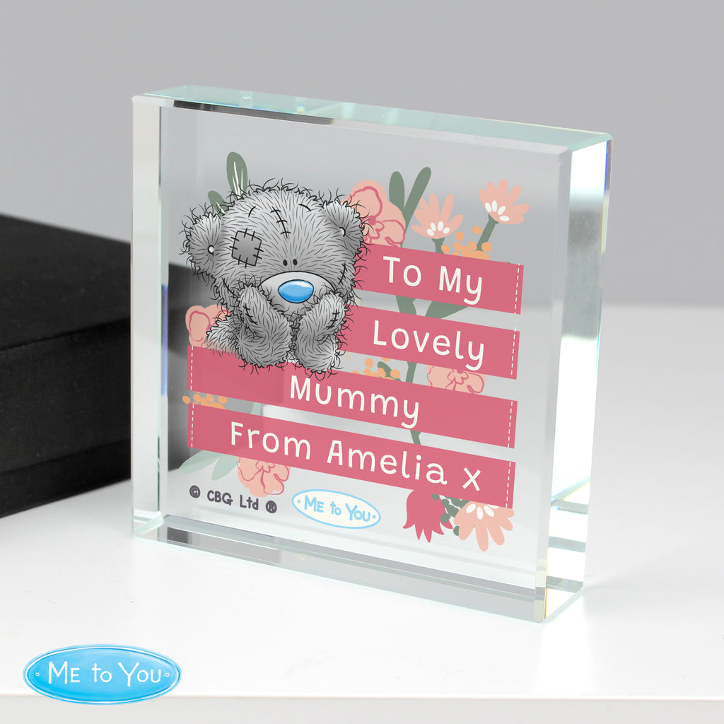 Personalised Me To You Floral Crystal Token - Buy Ornaments at GiftMasters.co.uk
