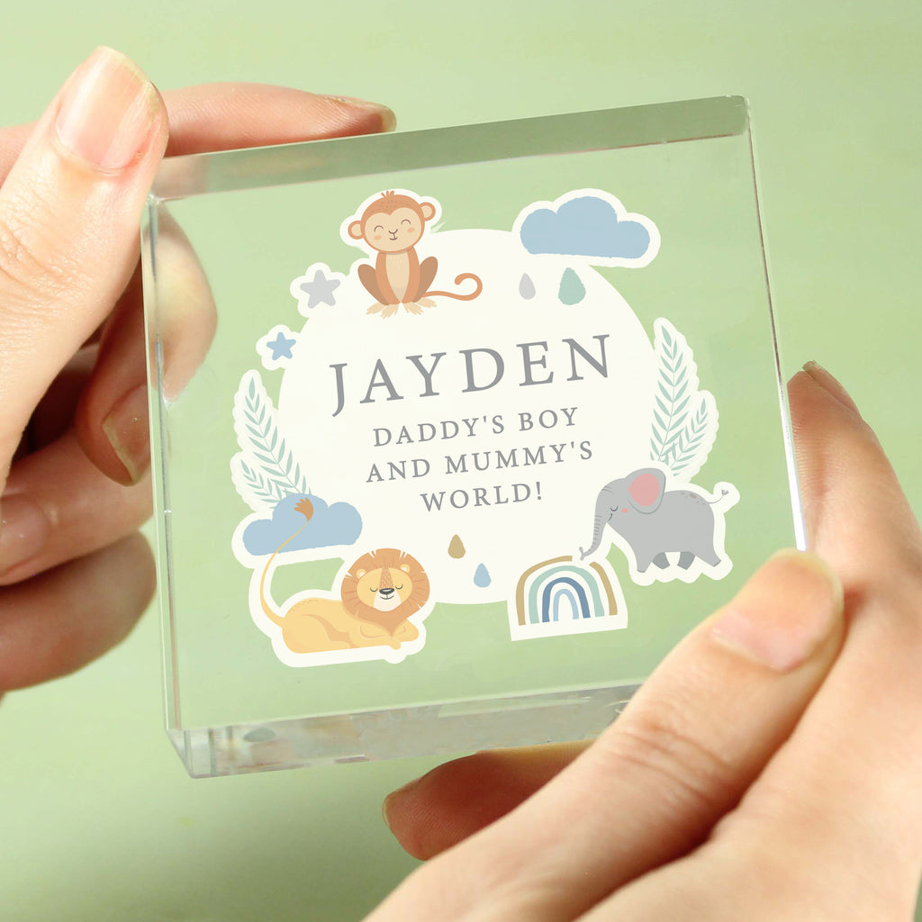Personalised Safari Animals Crystal Token - Buy Ornaments at GiftMasters.co.uk