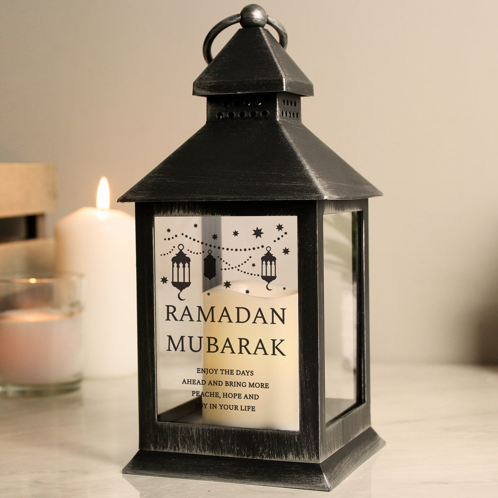 Personalised Eid and Ramadan Black Lantern - Buy LED Lights, Candles & Decorations at GiftMasters.co.uk