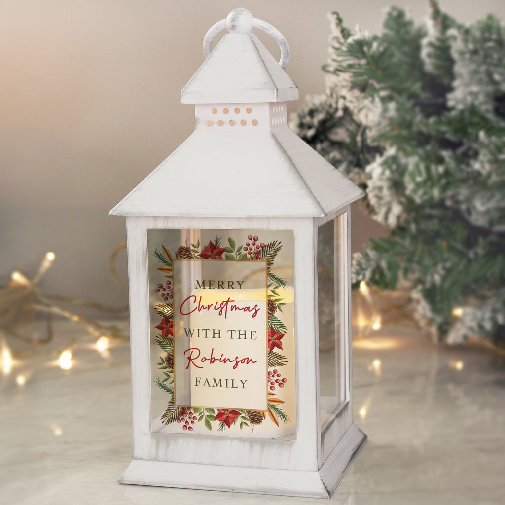 Personalised Christmas White LED Lantern - Buy LED Lights, Candles & Decorations at GiftMasters.co.uk