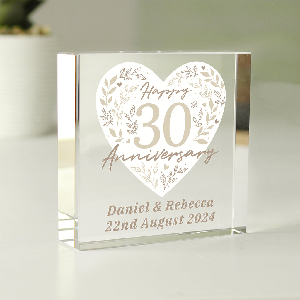 Personalised 30th Pearl Wedding Anniversary Crystal Token - Buy Ornaments at GiftMasters.co.uk