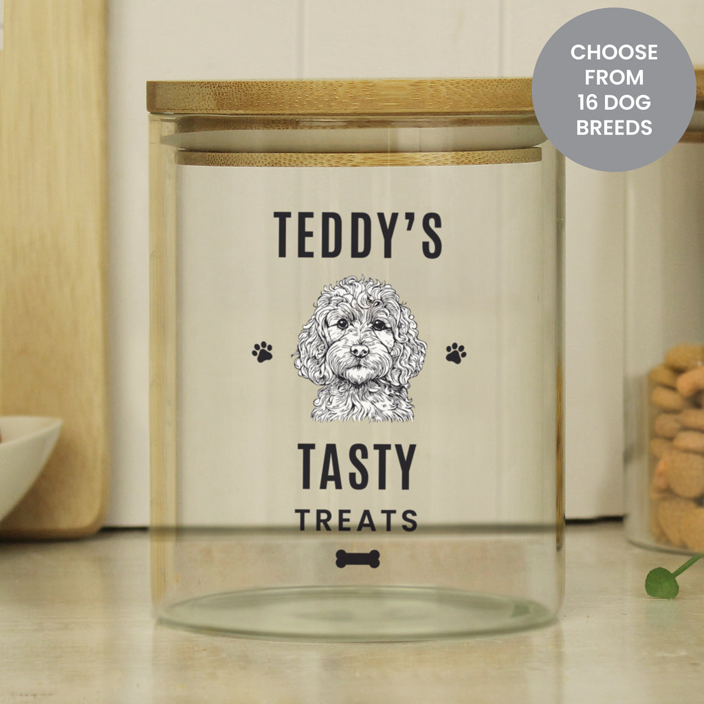 Personalised Dog Breed Glass Treat Jar - Buy Pet Gifts at GiftMasters.co.uk