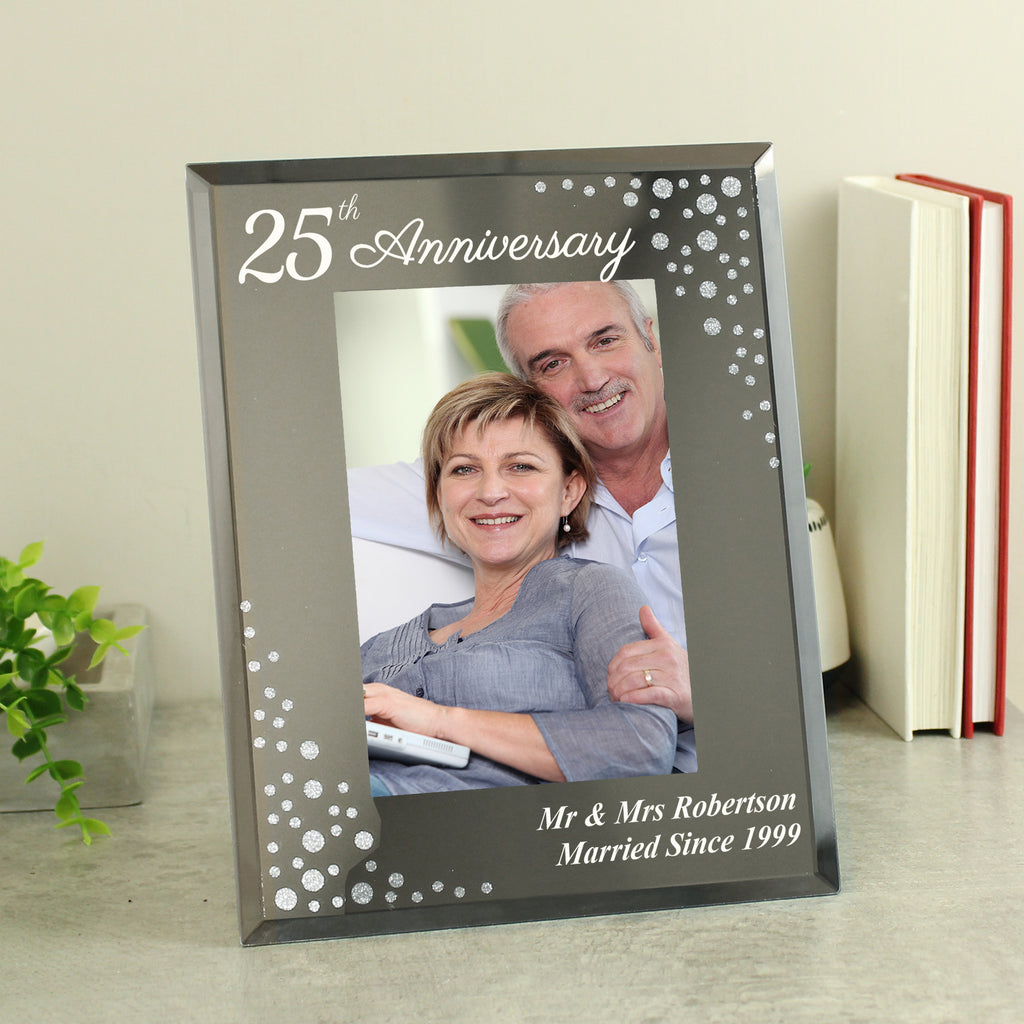 Personalised Anniversary 6x4 Diamante Glass Photo Frame - Buy Photo Frames, Albums and Guestbooks at GiftMasters.co.uk