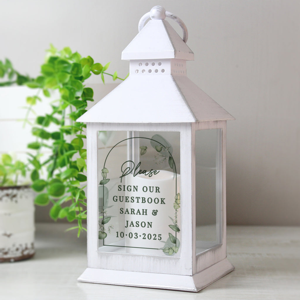 Personalised Botanical Wedding Lantern - Buy LED Lights, Candles & Decorations at GiftMasters.co.uk