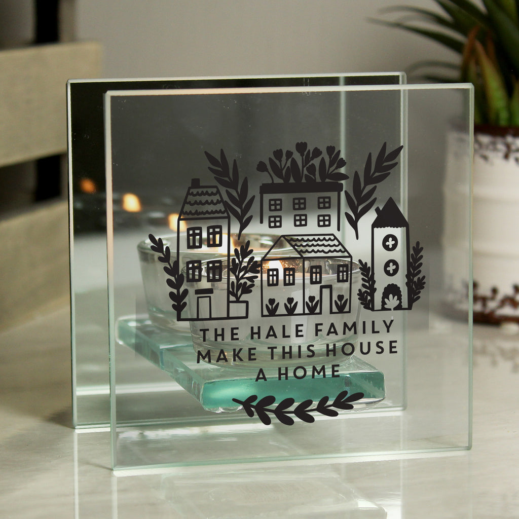 Personalised Home Glass Tealight - Buy Candles & Reed Diffusers at GiftMasters.co.uk