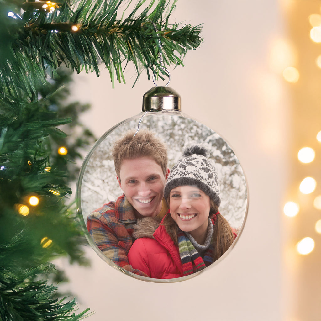 Personalised Photo Upload Glass Bauble - Buy Christmas Decorations at GiftMasters.co.uk