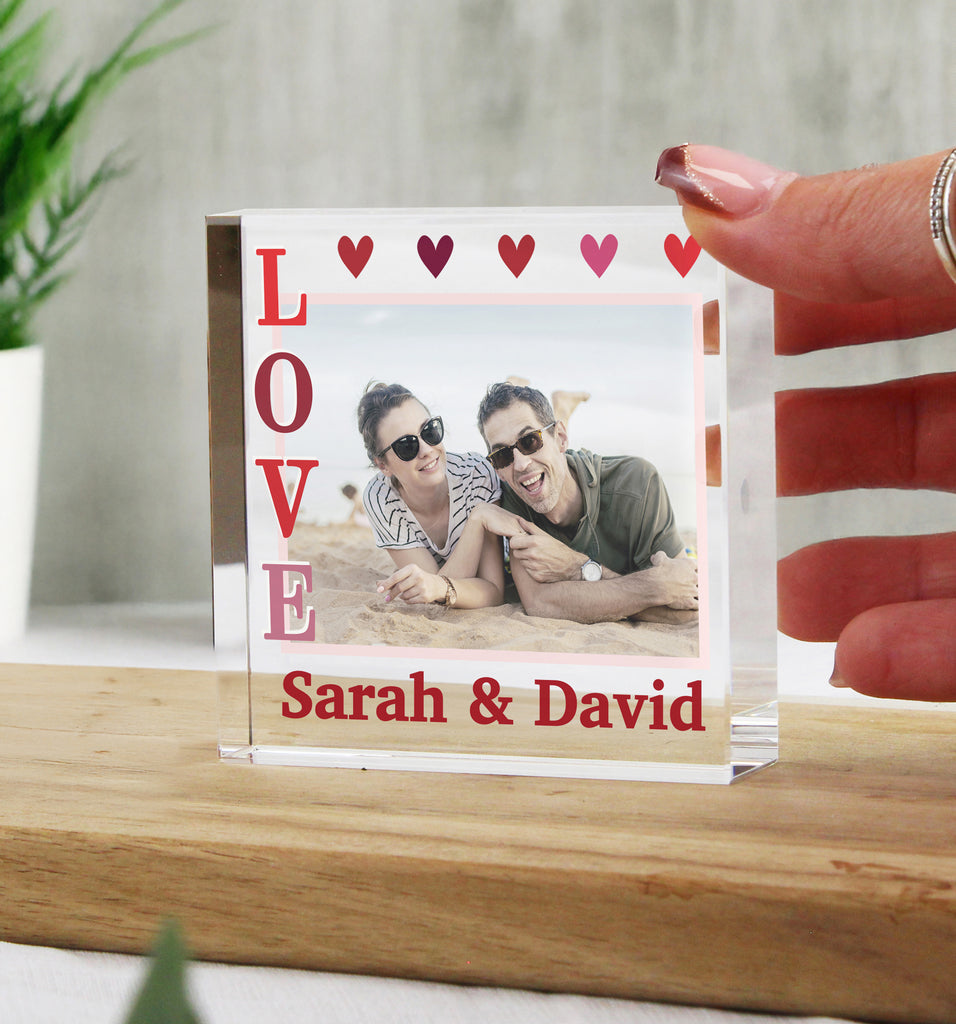Personalised LOVE Photo Upload Crystal Token - Buy Ornaments at GiftMasters.co.uk