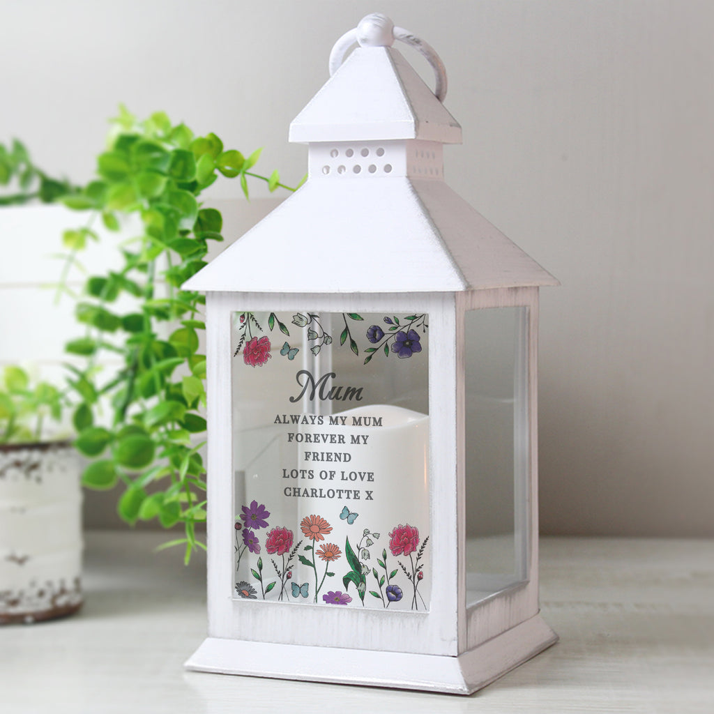 Personalised Wild Flowers LED Lantern - Buy LED Lights, Candles & Decorations at GiftMasters.co.uk