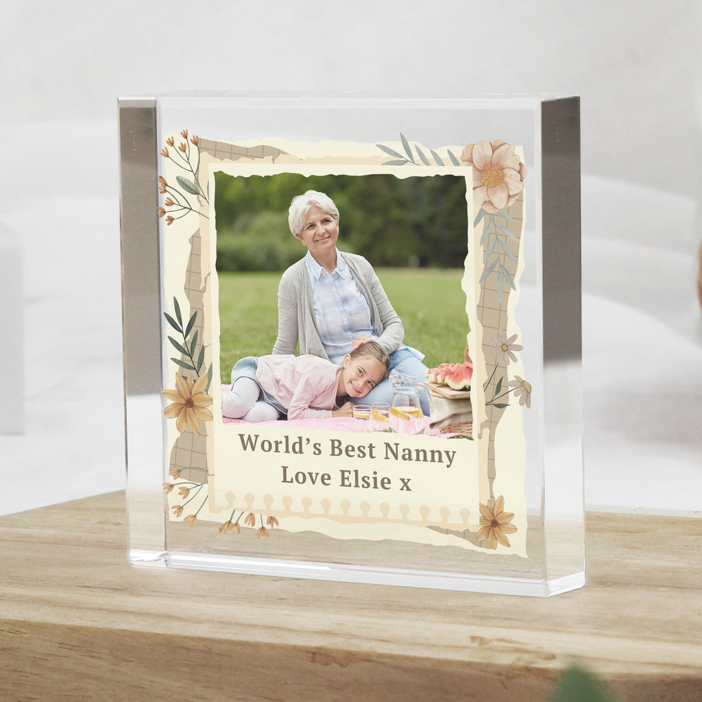 Personalised Wild Flowers Photo Upload Small Crystal Token - Buy Photo Upload Products at GiftMasters.co.uk