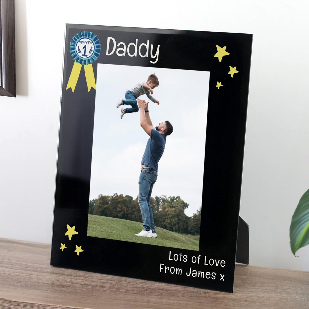 Personalised No.1 Black Glass 5x7 Frame - Buy Photo Frames, Albums and Guestbooks at GiftMasters.co.uk
