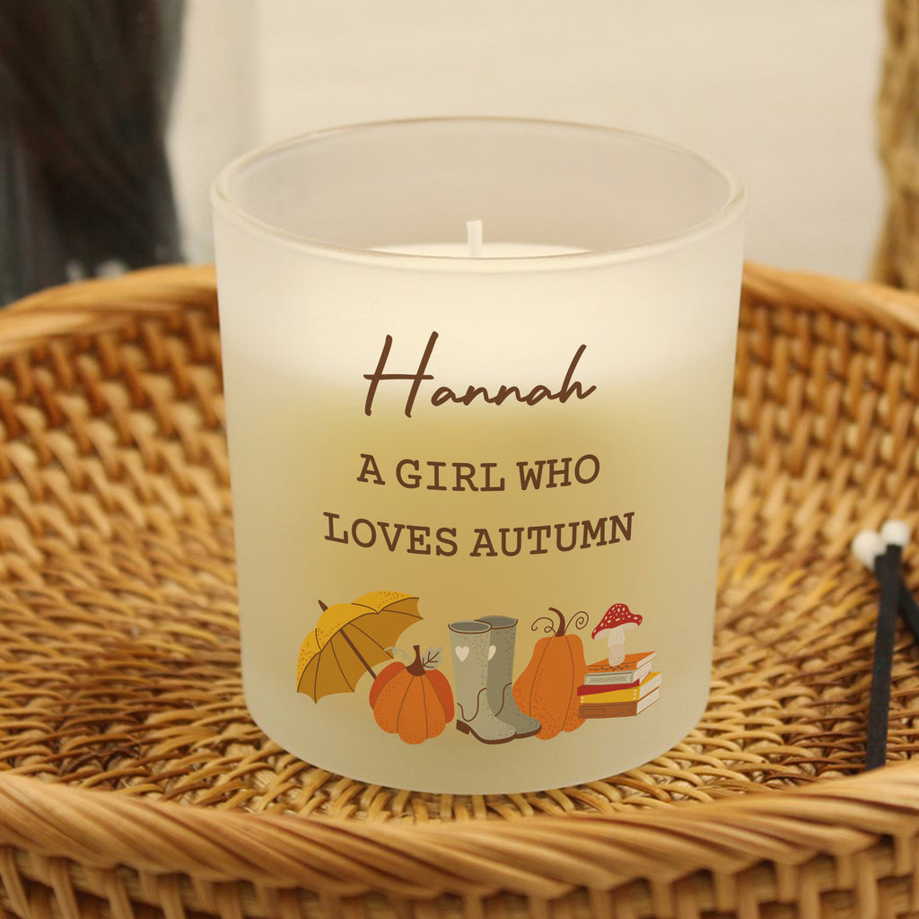 Personalised Pumpkin Frosted Glass Candle - Buy  at GiftMasters.co.uk