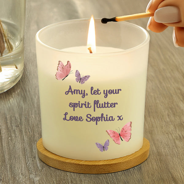 Personalised Butterfly Frosted Candle