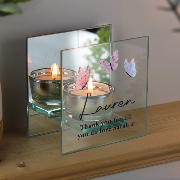 Personalised Butterfly Mirrored Tealight Holder
