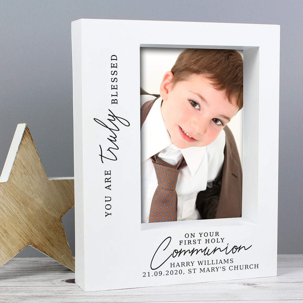 Personalised 'Truly Blessed' First Holy Communion 5x7 Box Photo Frame - Buy Photo Frames, Albums and Guestbooks at GiftMasters.co.uk