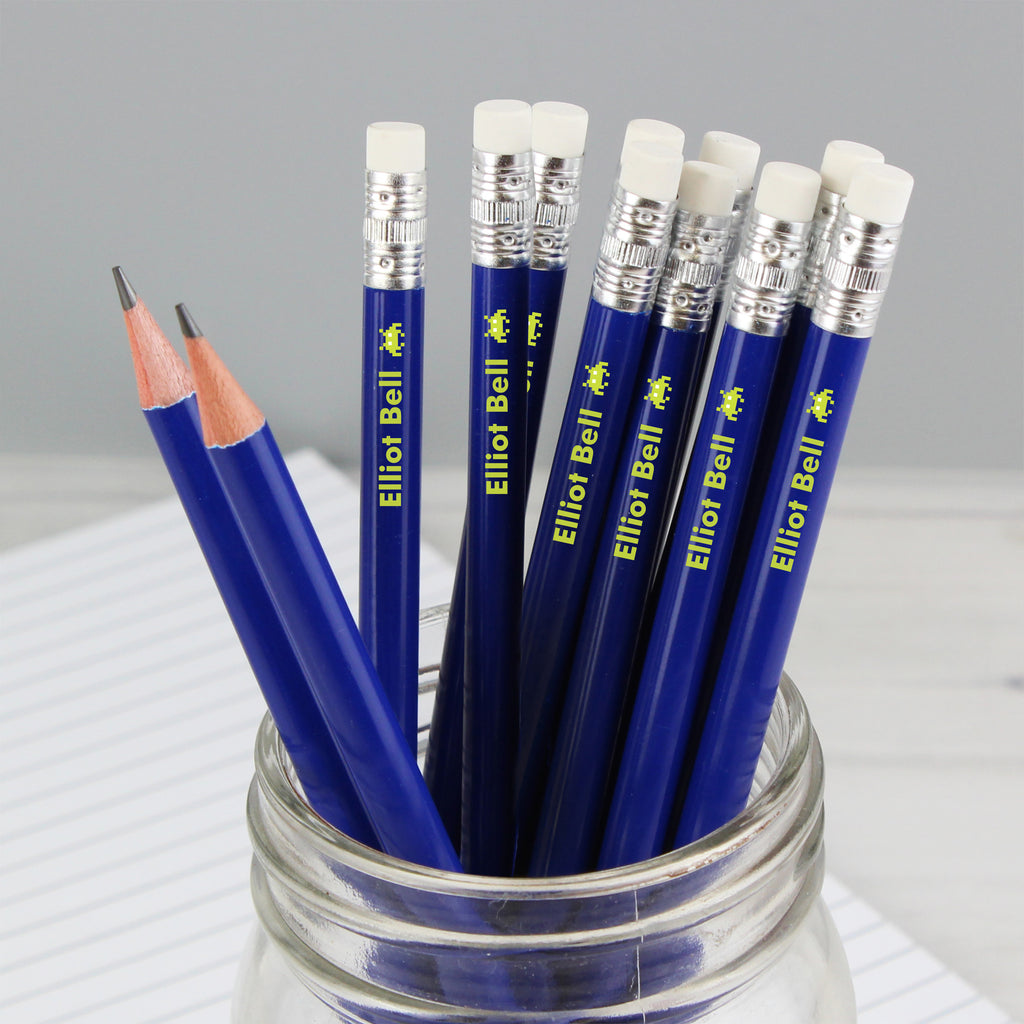 Personalised Alien Motif Blue Pencils