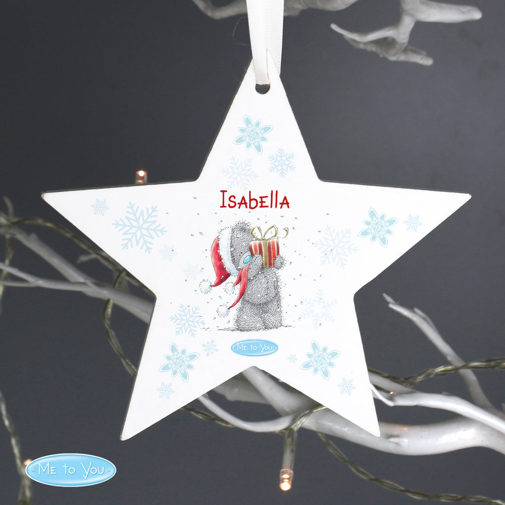 Personalised Me To You Christmas Wooden Star Decoration - Buy Hanging Decorations & Signs at GiftMasters.co.uk