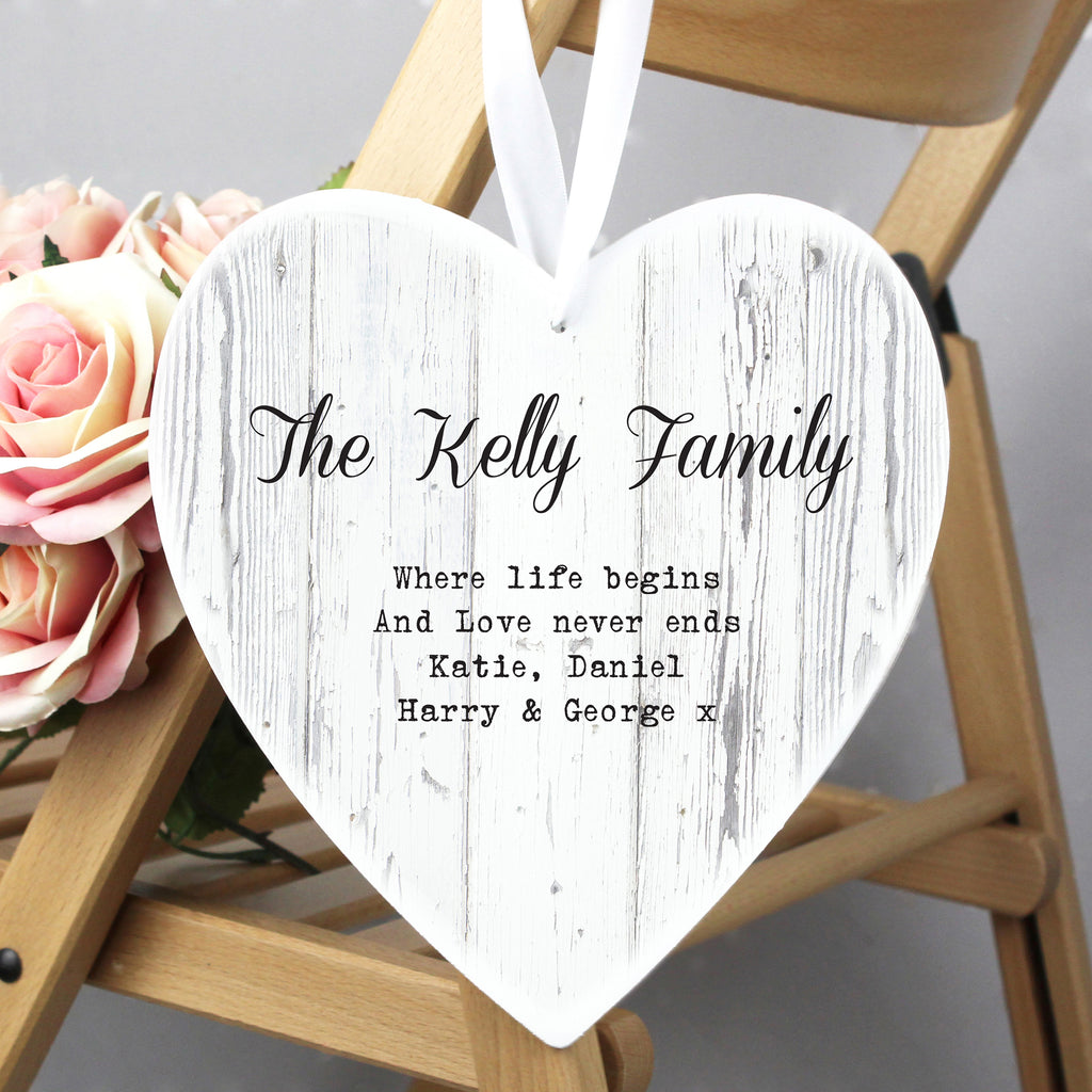 Personalised Rustic Large Wooden Heart Decoration - Buy Hanging Decorations & Signs at GiftMasters.co.uk
