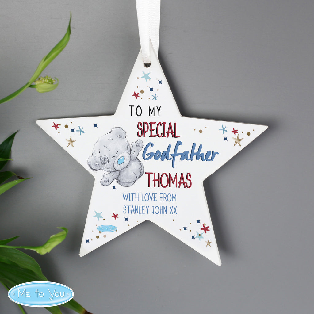 Personalised Me to You Godfather Wooden Star Decoration - Buy Hanging Decorations & Signs at GiftMasters.co.uk
