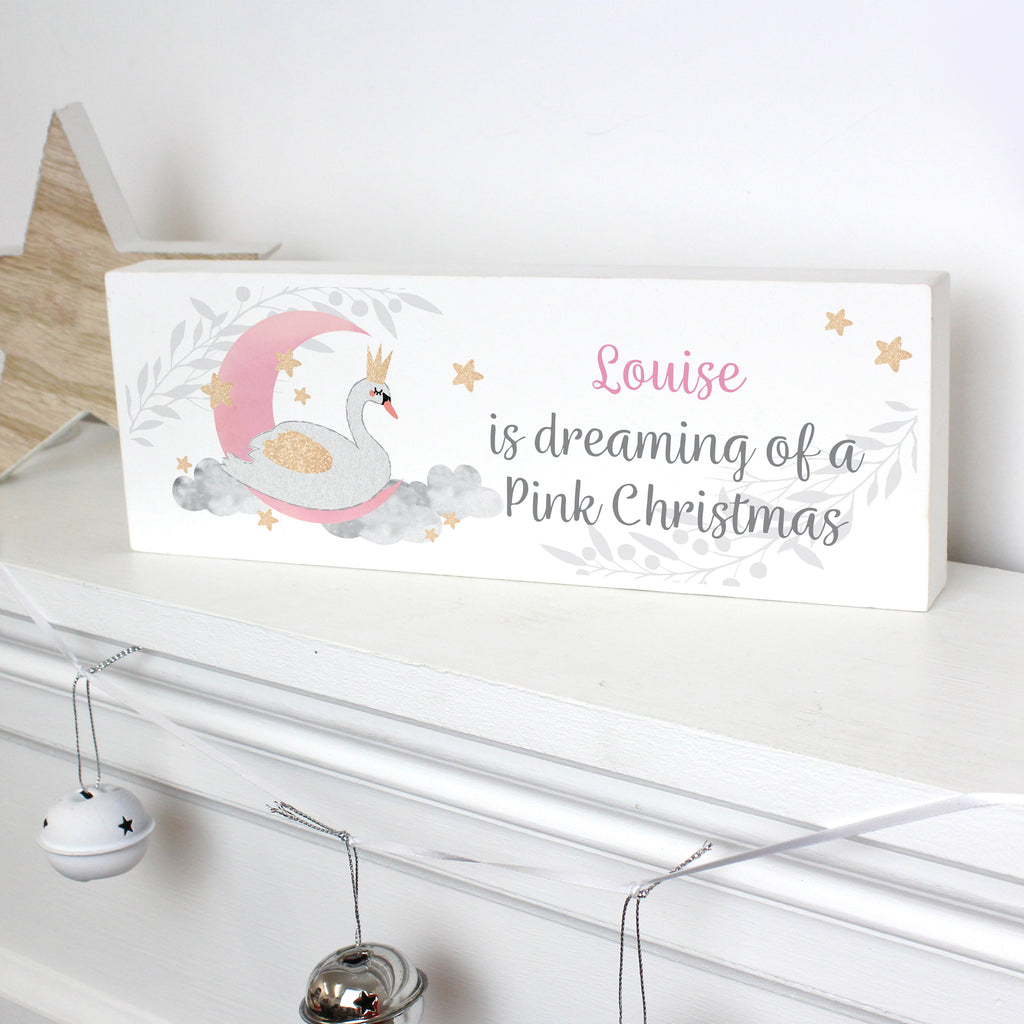 Personalised Swan Lake Wooden Mantel Decoration - Buy Hanging Decorations & Signs at GiftMasters.co.uk