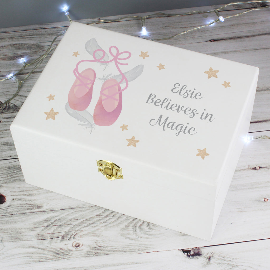 Personalised Swan Lake Ballet White Wooden Keepsake Box - Buy Keepsakes at GiftMasters.co.uk