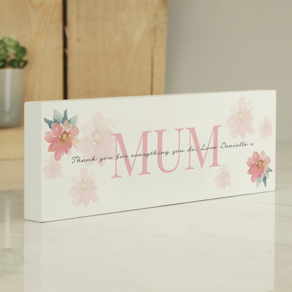 Personalised Floral Sentimental Wooden Mantel Decoration - Buy Hanging Decorations & Signs at GiftMasters.co.uk