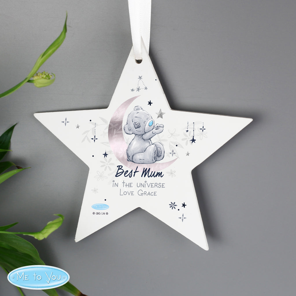 Personalised Moon & Stars Me To You Wooden Star Decoration - Buy Licensed Products at GiftMasters.co.uk