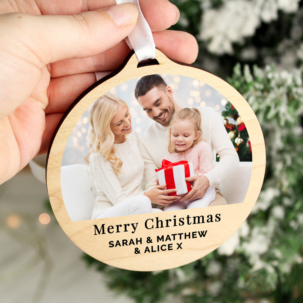 Personalised Photo Upload Round Wooden Decoration - Buy Photo Upload Products at GiftMasters.co.uk