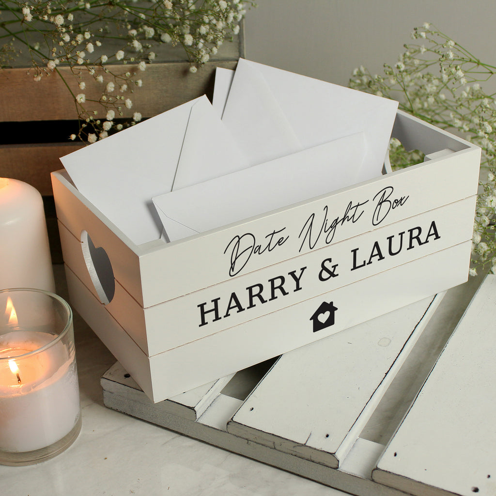 Personalised Home White Wooden Crate - Buy Wooden at GiftMasters.co.uk